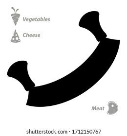 Silhouette of a knife with two handles for cheese, meat, vegetables. Symbol, kitchen appliance. Flat style 