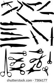 silhouette of knifes and sheares