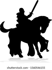 A silhouette knight on a horse