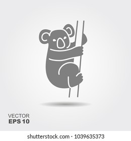 Silhouette of koala on light background. Animal of Australia. Vector illustration