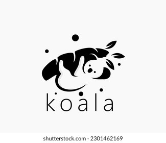 silhouette koala patch at tree logo icon symbol design template illustration inspiration