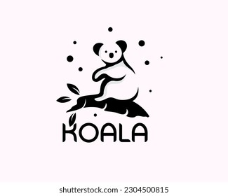 silhouette koala patch at tree logo icon symbol design template illustration inspiration