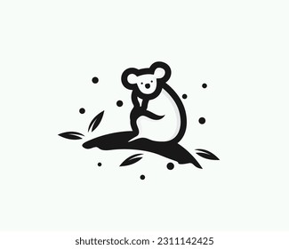 silhouette koala patch at tree logo icon symbol design template illustration inspiration