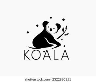 silhouette koala patch at tree logo icon symbol design template illustration inspiration
