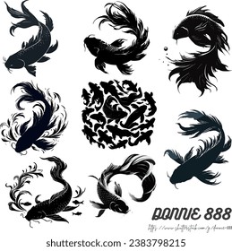 diseño de pescado silhouette koi, ilustración gráfica vectorial