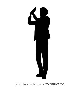 silhouette of a kpop idol from the starlight boys program. a male kpop idol who is performing on stage. cute handsome model posing