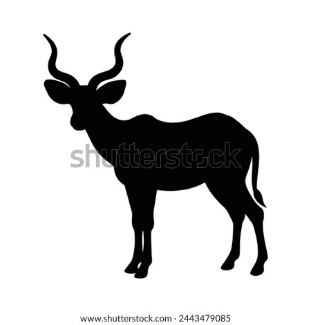 silhouette of a kudu antelope on white