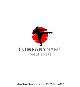 silhouette kungfu warrior logo vector