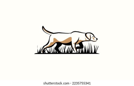 silhouette labrador and grass logo template
