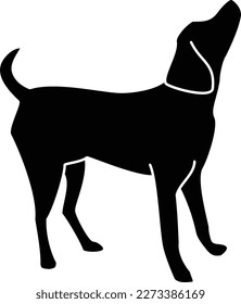 Silhouette of a Labrador retriever looking up for food (black)