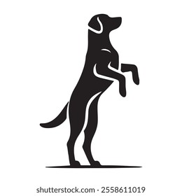 silhouette of a Labrador Retriever Playfully Standing on Hind Legs 