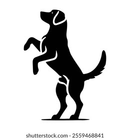 silhouette of a Labrador Retriever Playfully Standing on Hind Legs 