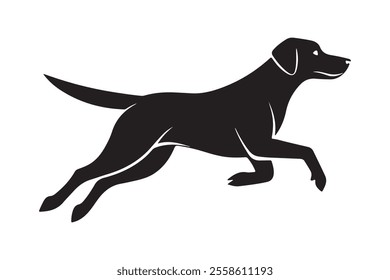 Silhouette of  a Labrador Retriever in a striking pose, such as running gracefully