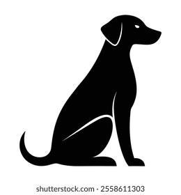 Silhouette of  a Labrador Retriever in a striking pose, such as Sitting attentively