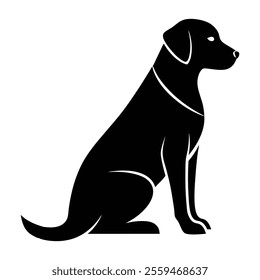 Silhouette of  a Labrador Retriever in a striking pose, such as Sitting attentively