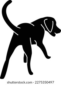 Silhouette of a Labrador Retriever walking away from behind (black)