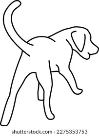 Silhouette of a Labrador retriever walking away (white)