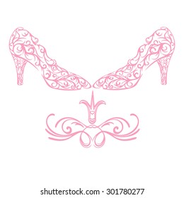 silhouette lace shoes with monograms and crown