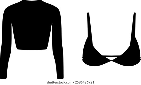 silhouette of ladies bikini and t shirt