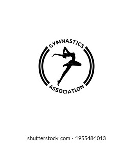 Silhouette Ladys Gymnast, das Logo-Design für einzelne Circle-Vektorgrafiken ausübt