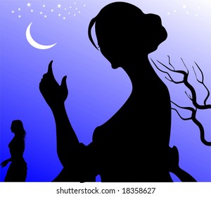 silhouette a lady	