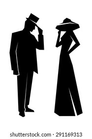  silhouette of the lady and gentleman