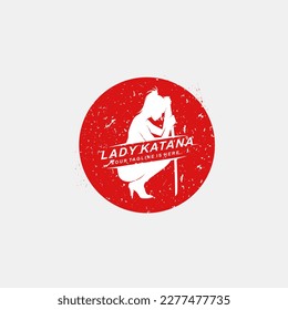 Silhouette Lady Katana Design Vektor