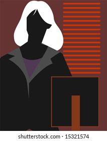 silhouette of a lady in office	