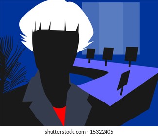 silhouette of a lady in office	
