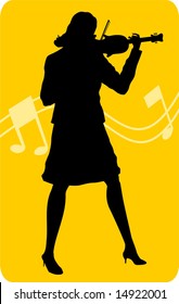 silhouette of a lady playing violin	