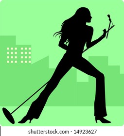 silhouette of a lady singing 	