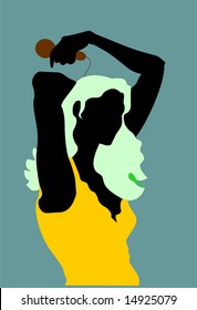 silhouette of a lady singing 	