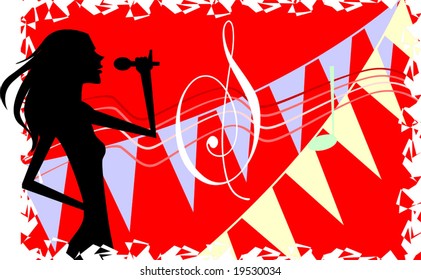  silhouette of lady singing	