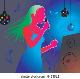 Silhouette of lady singing in a party
