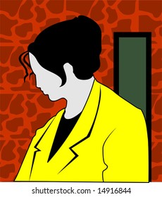 silhouette of a lady standing	