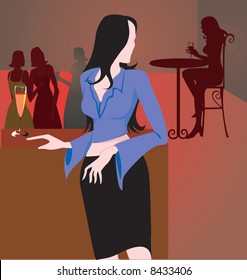 Silhouette of Lady standing in a restaurant