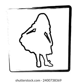 Silhouette Lady streichelt im Rahmen, Vektorgrafiken.