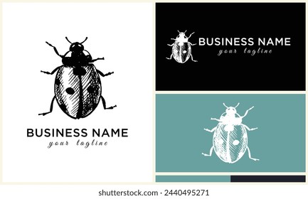 silhouette ladybug beetles logo template