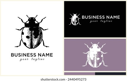 silhouette ladybug beetles logo template