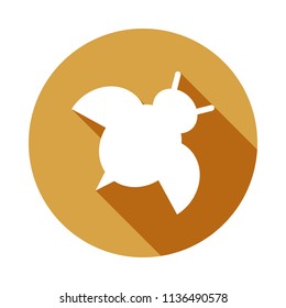 silhouette of ladybug icon in Flat, Long shadow on white background