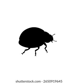 silhouette of a ladybug insect in black on white background. Minimalist and suitable for entomology, logos, icons, science materials, and bug-themed designs