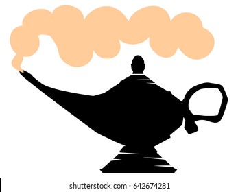 silhouette of lamp of Aladdin