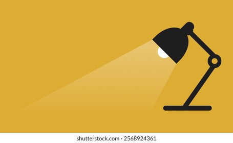 Silhouette of lamp on yellow background with simple design and copy space for text