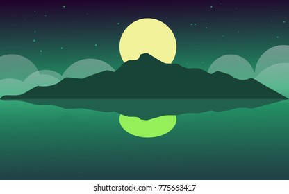 silhouette land at the night