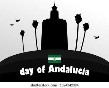 silhouette landmark of andalucia illustrates for celebrates day of andalucia