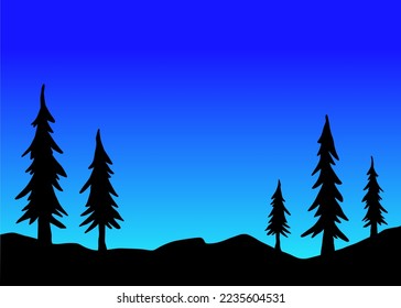 Silhouette landscape background with night scene