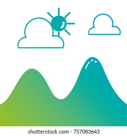 silhouette landscape with clouds with sun and natural mountains