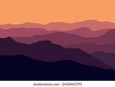 Silhouette of landscape mountains, vector illustration for background design.