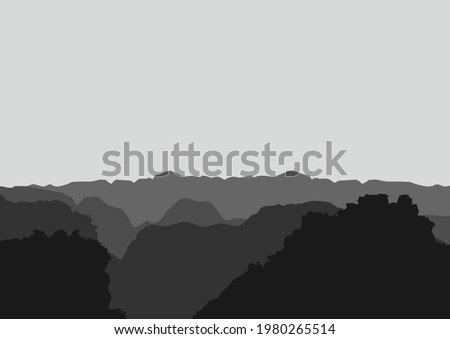 silhouette of landscape with mountines