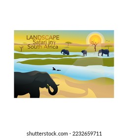 Silhouette, safari paisajístico en sudáfrica. colorido amanecer africano adecuado para exhibición, papel pintado, impresión de portada de libros, mundo animal.